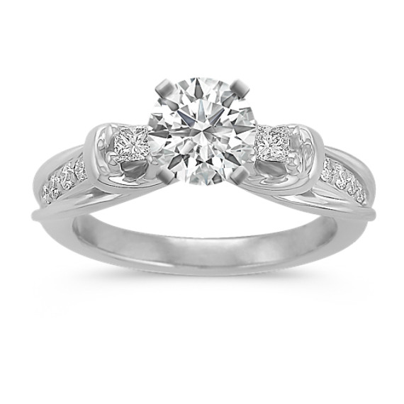 Princess Cut and Round Diamond Engagement Ring Princess Cut and Round Diamond Engagement Ring