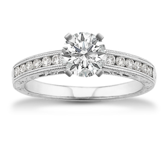 Vintage Diamond Engagement Ring with Channel-Setting Vintage Diamond Engagement Ring with Channel-Setting