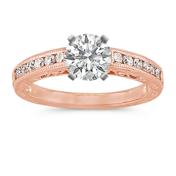Vintage Diamond Engagement Ring with Channel-Setting in 14k Rose Gold Vintage Diamond Engagement Ring with Channel-Setting in 14k Rose Gold