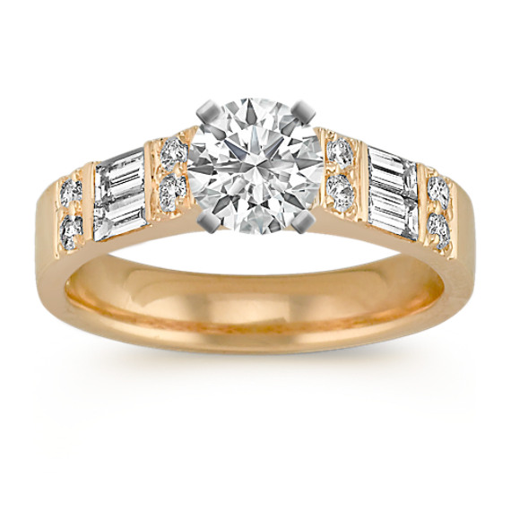 Baguette and Round Diamond Cathedral Engagement Ring Baguette and Round Diamond Cathedral Engagement Ring