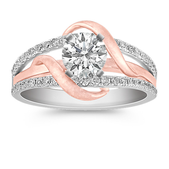 Round Diamond Ring in 14k White and Rose Gold Round Diamond Ring in 14k White and Rose Gold