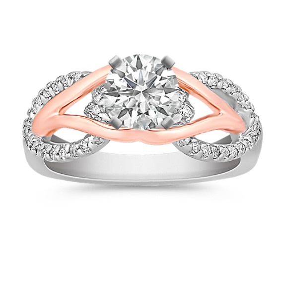 Round Diamond Ring in 14k Rose and White Gold Round Diamond Ring in 14k Rose and White Gold