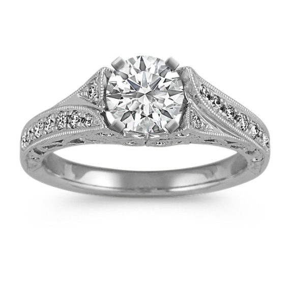Vintage Diamond Engagement Ring with Pavé Setting Vintage Diamond Engagement Ring with Pavé Setting