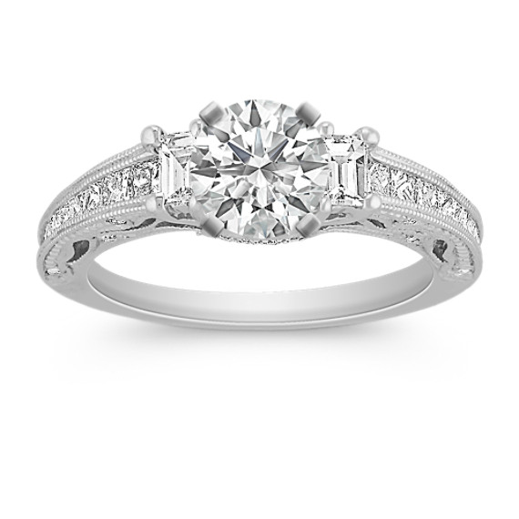 Vintage Baguette, Princess Cut, and Round Diamond Engagement Ring Vintage Baguette, Princess Cut, and Round Diamond Engagement Ring