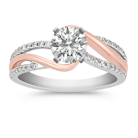Round Diamond Ring in 14k White and Rose Gold Round Diamond Ring in 14k White and Rose Gold