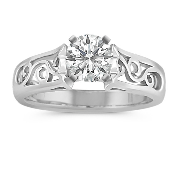 Vine Filigree Solitaire 14k White Gold Engagement Ring Vine Filigree Solitaire 14k White Gold Engagement Ring