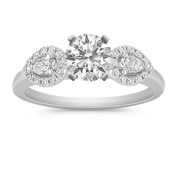 Three-Stone Pear-Shaped and Round Diamond Engagement Ring Three-Stone Pear-Shaped and Round Diamond Engagement Ring