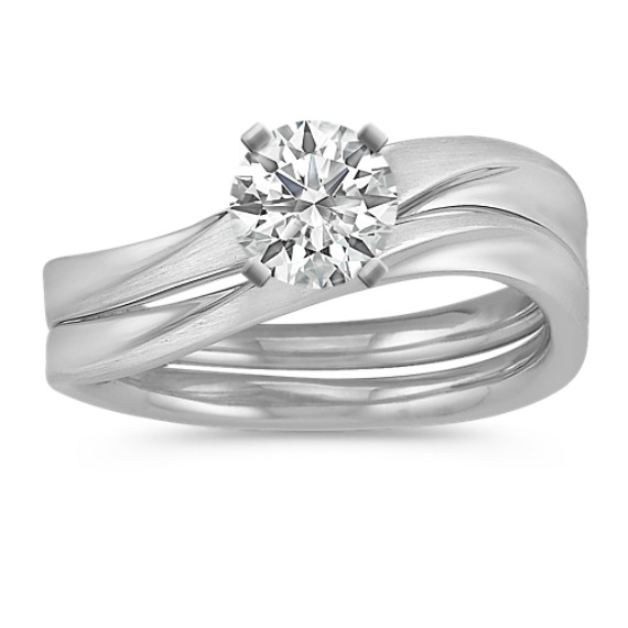 Contemporary Solitaire White Gold Wedding Set Contemporary Solitaire White Gold Wedding Set