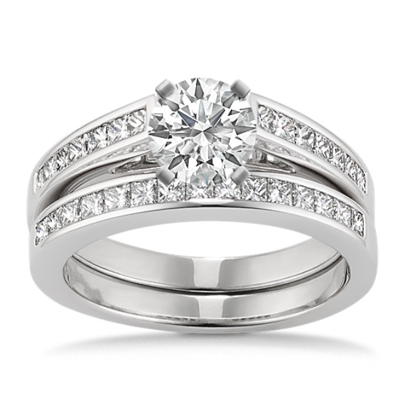 Cathedral Princess Cut Diamond Wedding Set with Channel-Setting Cathedral Princess Cut Diamond Wedding Set with Channel-Setting