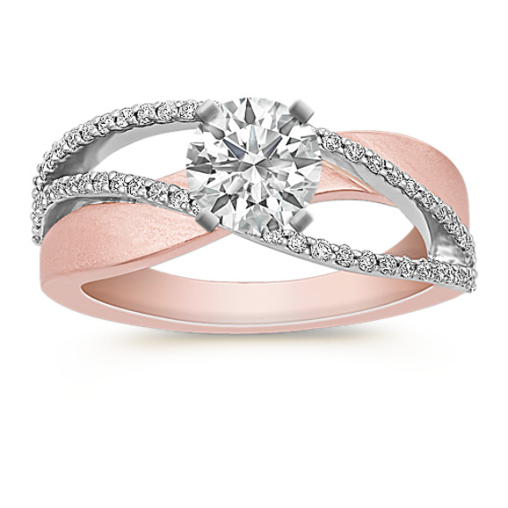 Round Diamond Ring in 14k White and Rose Gold Round Diamond Ring in 14k White and Rose Gold