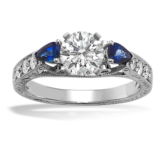Vintage Pear-Shaped Sapphire and Round Diamond Engagement Ring Vintage Pear-Shaped Sapphire and Round Diamond Engagement Ring