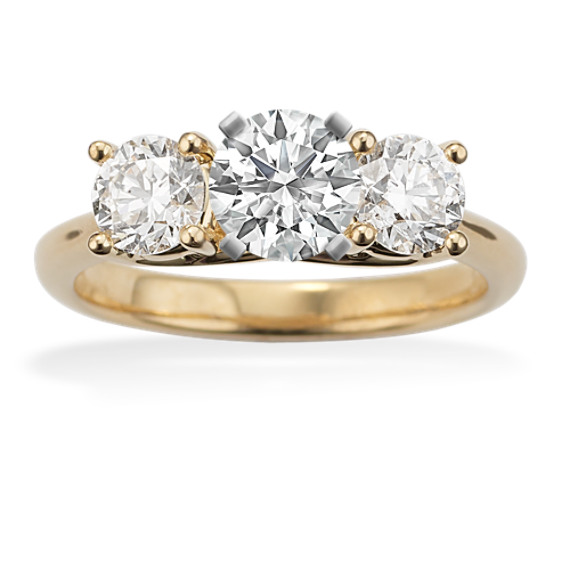 Three-Stone Diamond Engagement Ring in 14k Yellow Gold Three-Stone Diamond Engagement Ring in 14k Yellow Gold