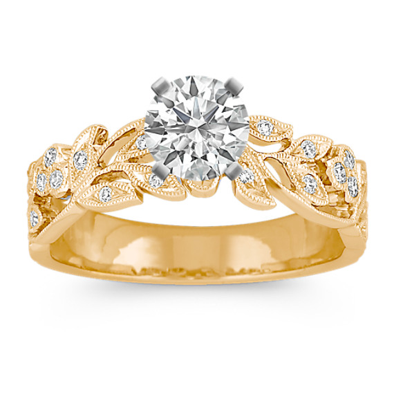 Vintage Diamond Engagement Ring with Pavé Setting Vintage Diamond Engagement Ring with Pavé Setting