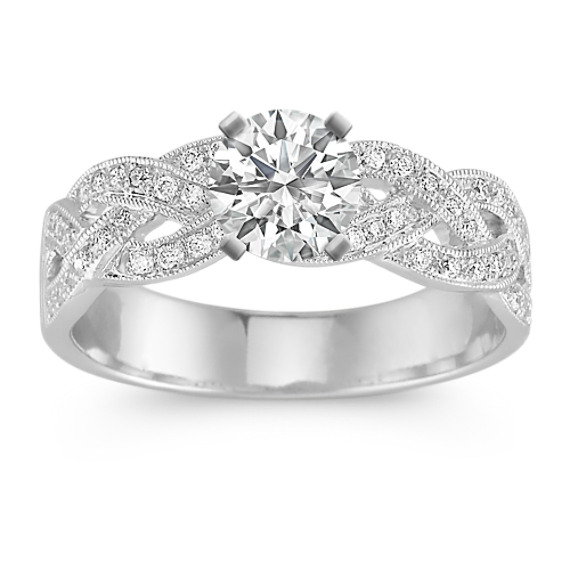 Woven Infinity Diamond Engagement Ring with Pavé Setting Woven Infinity Diamond Engagement Ring with Pavé Setting