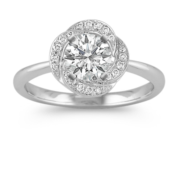 Round Diamond Ring with Pavé Setting Round Diamond Ring with Pavé Setting