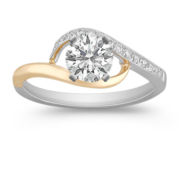 Round Diamond Ring in Two-Tone Gold Round Diamond Ring in Two-Tone Gold