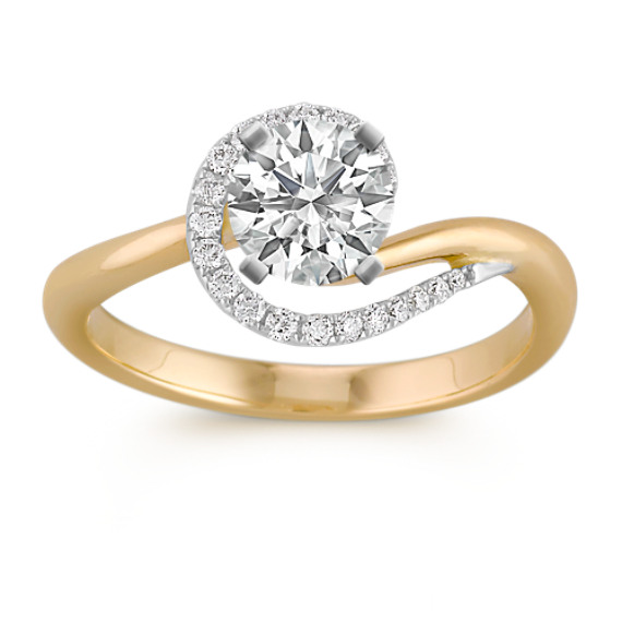 Round Diamond Ring in Two-Tone Gold Round Diamond Ring in Two-Tone Gold
