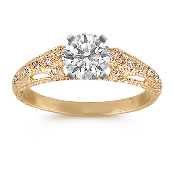 Vintage Diamond Engagement Ring with Pavé Setting Vintage Diamond Engagement Ring with Pavé Setting