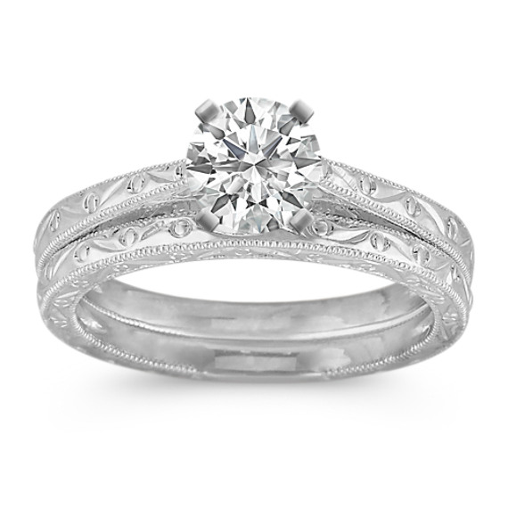 Solitaire Vintage Platinum Wedding Set Solitaire Vintage Platinum Wedding Set