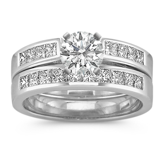 Cathedral Princess Cut Diamond Wedding Set with Channel-Setting Cathedral Princess Cut Diamond Wedding Set with Channel-Setting
