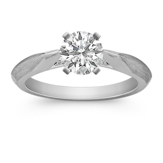 Classic Diamond Engagement Ring with Brushed Accents Classic Diamond Engagement Ring with Brushed Accents