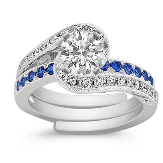 Sapphire and Diamond Swirl Wedding Set Sapphire and Diamond Swirl Wedding Set