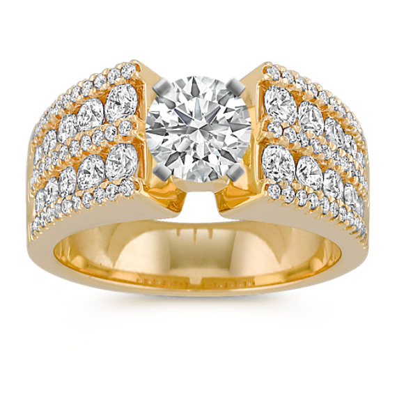 Cathedral Diamond Engagement Ring with Channel and Pavé-Setting Cathedral Diamond Engagement Ring with Channel and Pavé-Setting