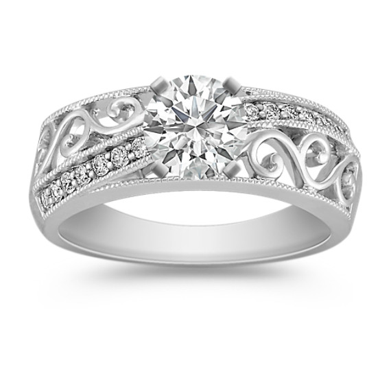 Vintage Diamond Engagement Ring with Pavé Setting Vintage Diamond Engagement Ring with Pavé Setting
