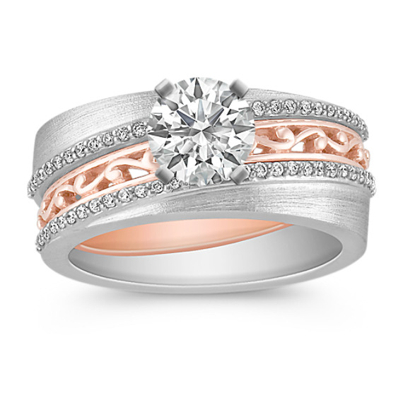 Pavé Set Diamond Wedding Set in Two-Tone Gold Pavé Set Diamond Wedding Set in Two-Tone Gold