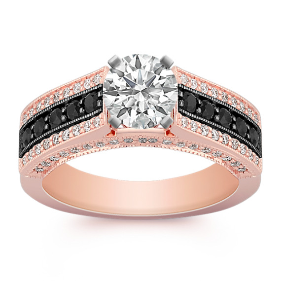 Cathedral Black Sapphire and Diamond Engagement Ring in Rose Gold Cathedral Black Sapphire and Diamond Engagement Ring in Rose Gold