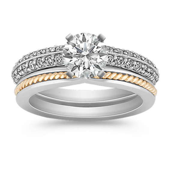 Diamond Two-Tone Gold Wedding Set with Pavé Setting Diamond Two-Tone Gold Wedding Set with Pavé Setting