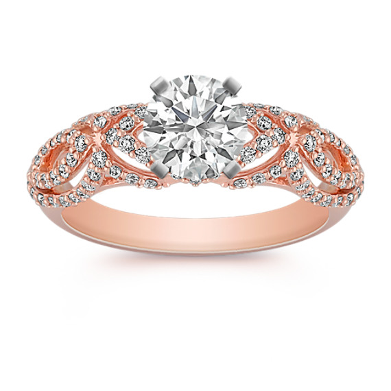 Diamond Engagement Ring with Pavé Setting in Rose Gold Diamond Engagement Ring with Pavé Setting in Rose Gold
