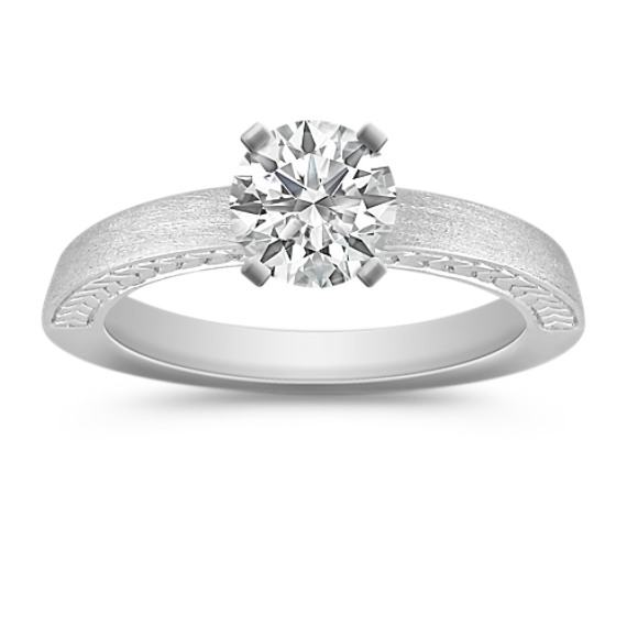 Solitaire 14k White Gold Satin Engagement Ring Solitaire 14k White Gold Satin Engagement Ring
