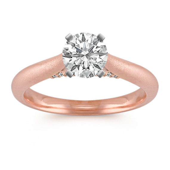 Round Diamond Cathedral Engagement Ring in Rose and White Gold Round Diamond Cathedral Engagement Ring in Rose and White Gold