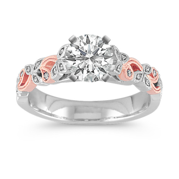 Vintage Cathedral Engagement Ring in White and Rose Gold Vintage Cathedral Engagement Ring in White and Rose Gold