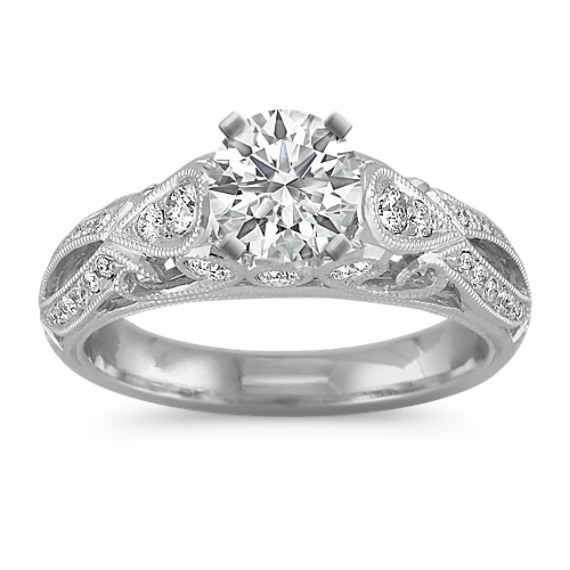 Vintage Diamond Engagement Ring with Pavé Setting Vintage Diamond Engagement Ring with Pavé Setting