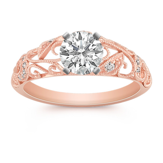Vintage Diamond Engagement Ring in 14k Rose Gold Vintage Diamond Engagement Ring in 14k Rose Gold