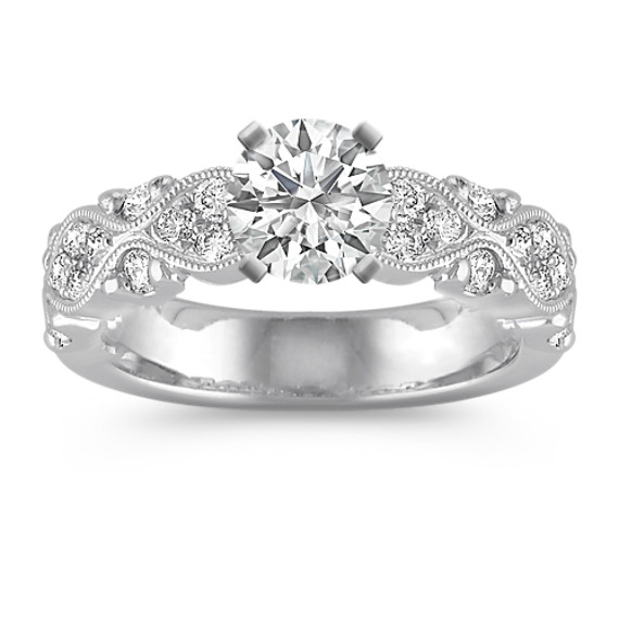 Vintage Diamond Engagement Ring with Pavé Setting Vintage Diamond Engagement Ring with Pavé Setting
