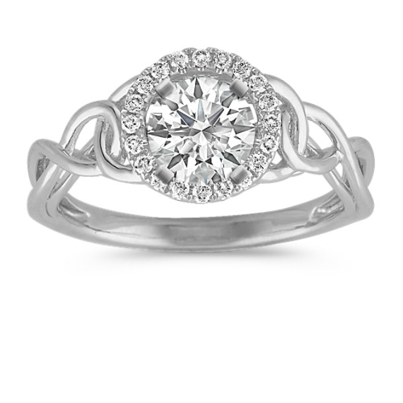 Halo Round Diamond Ring with Pavé Setting Halo Round Diamond Ring with Pavé Setting