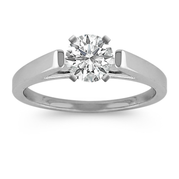 Cathedral Solitaire White Gold Engagement Ring with Polish Finish Cathedral Solitaire White Gold Engagement Ring with Polish Finish
