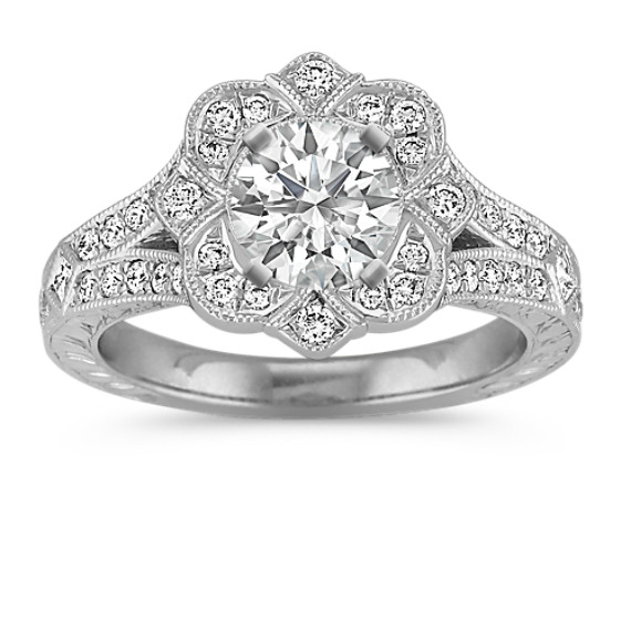 Vintage Princess Cut and Round Diamond Engagement Ring Vintage Princess Cut and Round Diamond Engagement Ring