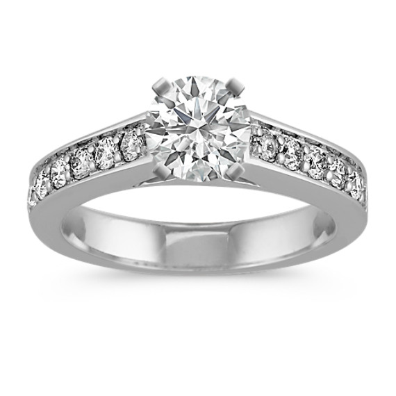Platinum Cathedral Diamond Engagement Ring with Pavé Setting Platinum Cathedral Diamond Engagement Ring with Pavé Setting