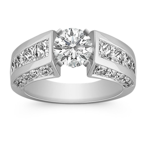 Cathedral Princess Cut and Round Diamond Channel-Set Engagement Ring Cathedral Princess Cut and Round Diamond Channel-Set Engagement Ring