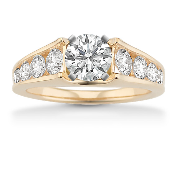 Round Diamond Cathedral Engagement Ring with Channel-Setting Round Diamond Cathedral Engagement Ring with Channel-Setting