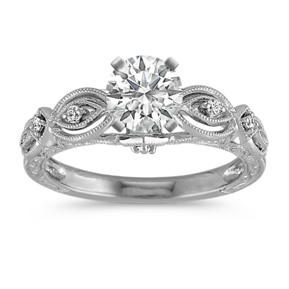 Vintage Platinum Diamond Engraved Engagement Ring Vintage Platinum Diamond Engraved Engagement Ring