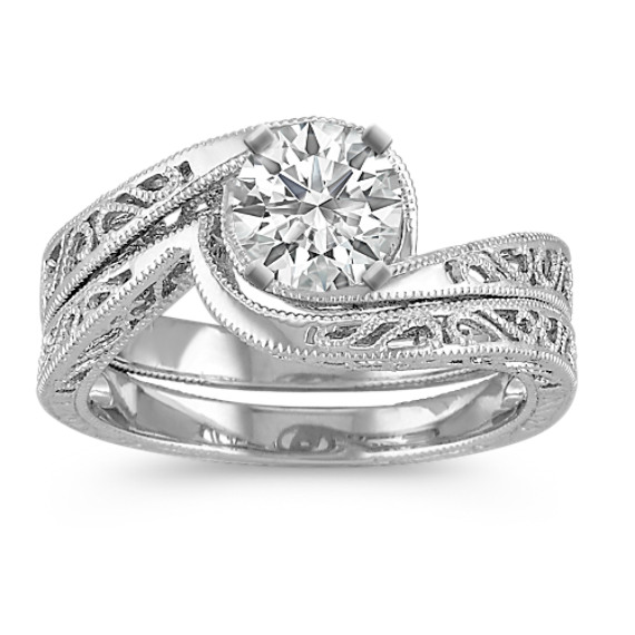 Vintage Swirl 14k White Gold Wedding Set Vintage Swirl 14k White Gold Wedding Set