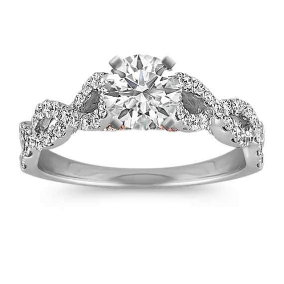 Infinity Cathedral Diamond Engagement Ring in White and Rose Gold Infinity Cathedral Diamond Engagement Ring in White and Rose Gold