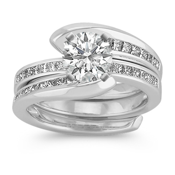 Halo Swirl Princess Cut Diamond Wedding Set Halo Swirl Princess Cut Diamond Wedding Set