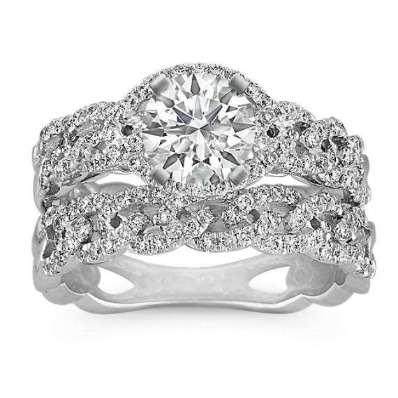 Intertwined Infinity Halo Wedding Set with Pavé Setting Intertwined Infinity Halo Wedding Set with Pavé Setting