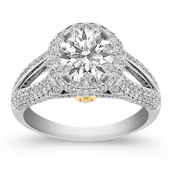 Halo Yellow Sapphire and Diamond Two-Tone Gold Engagement Ring Halo Yellow Sapphire and Diamond Two-Tone Gold Engagement Ring